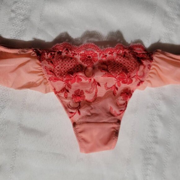 AMBRIELLE Size 6/M Nylon Embroidered Thong Panty NWT - Picture 2 of 6